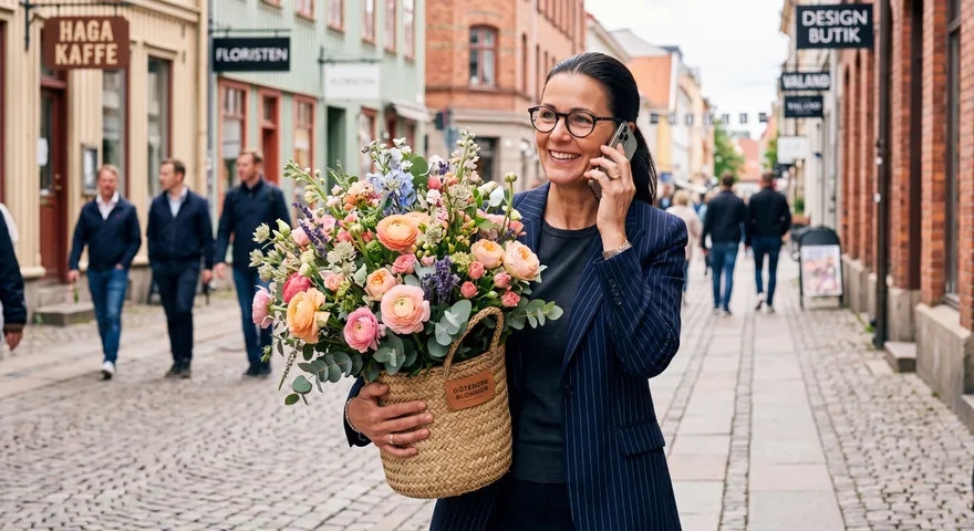 Flower delivery on Haga street, Gothenburg